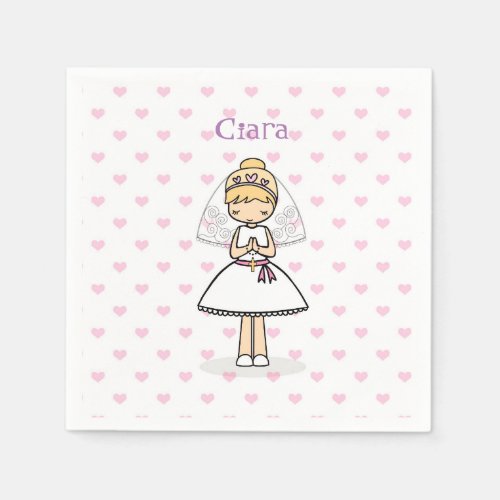 Personalized First Communion Day Girl Napkins