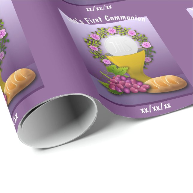 Personalized First Communion Holy Eucharist Gift Wrapping Paper (Roll Corner)
