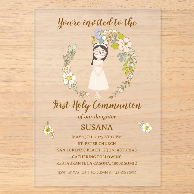 Personalized First Communion Invitation – Acrylic  (Front)
