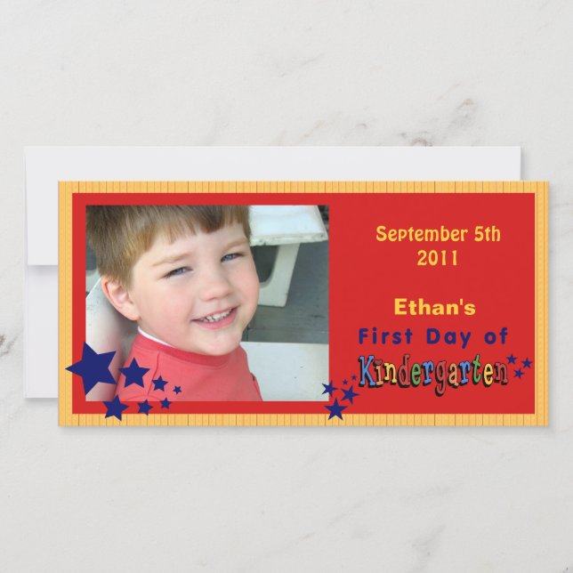 Personalized First Day of Kindergarten Custom Announcement (Front)