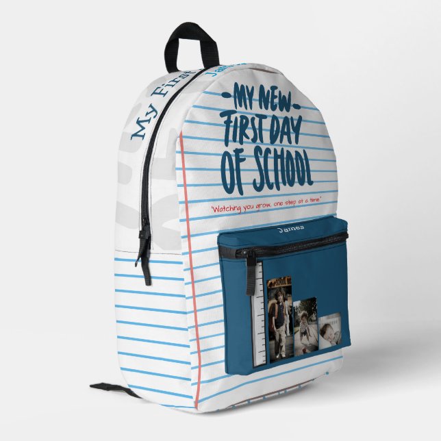 Personalized First Day of School Backpack with Pho (Back Corner Left)