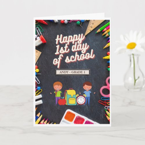 Personalized First Day of School Grade Greeting Card