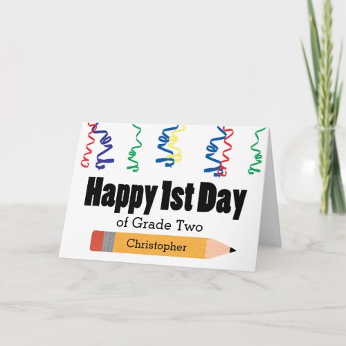Personalized First Day of School Grade Two Card