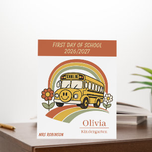 Personalized First Day of School Retro School Bus Foam Board