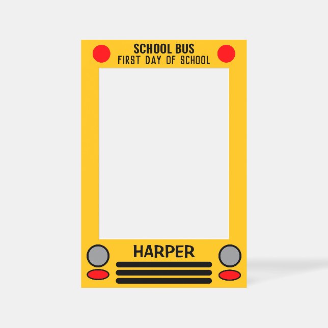 Personalized First Day School Bus Selfie Frame (Front)