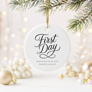 Personalized First Day Wedding Christmas Ornament