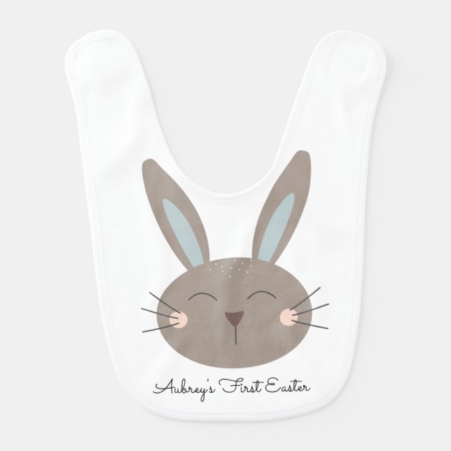 Personalized First Easter Bunny Baby Bib (Front)
