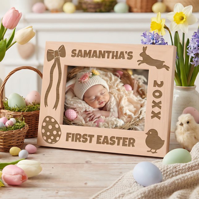Personalized First Easter-Bunny, Eggs, Chick, Bow Engraved Frames (Creator Uploaded)