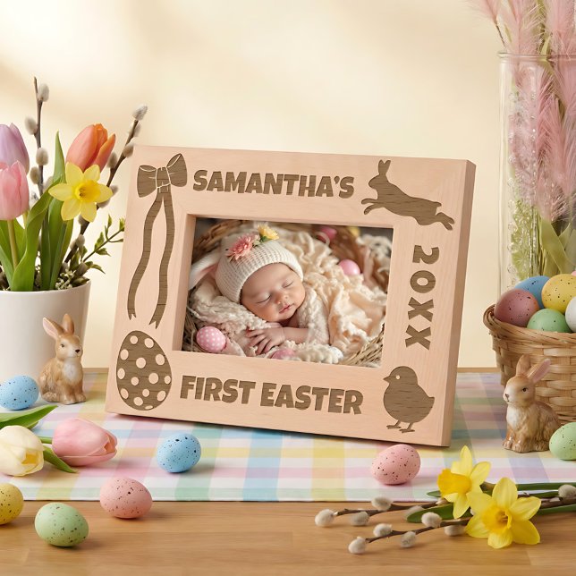 Personalized First Easter-Bunny, Eggs, Chick, Bow Engraved Frames (Creator Uploaded)