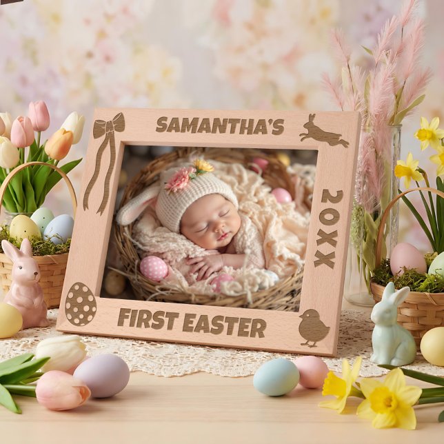 Personalized First Easter-Bunny, Eggs, Chick, Bow Engraved Frames (Creator Uploaded)