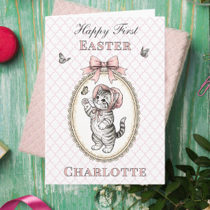 Personalized First Easter Card for Baby Girl