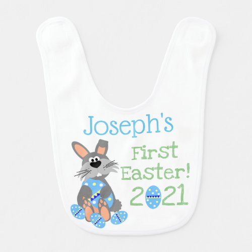 Personalized First Easter Cute Rabbit Egg Baby Bib