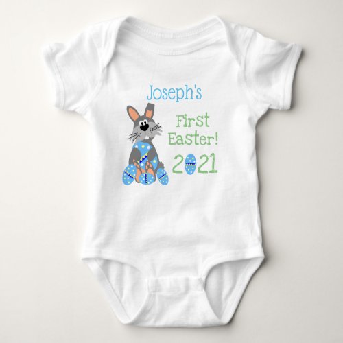 Personalized First Easter Cute Rabbit Egg Baby Bodysuit