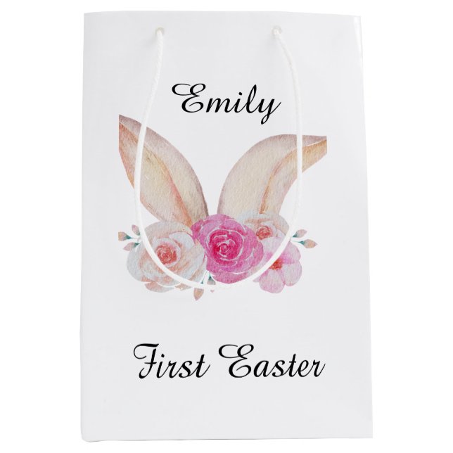 Personalized first easter milestone  medium gift bag (Front)