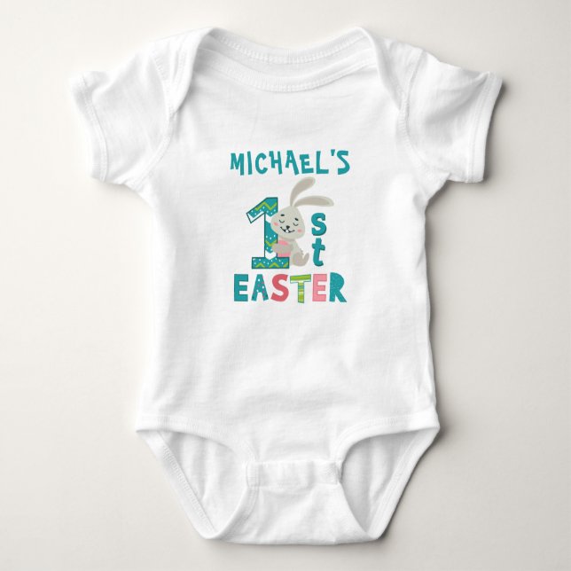 Personalized First Easter Name Bunny Baby Bodysuit (Front)