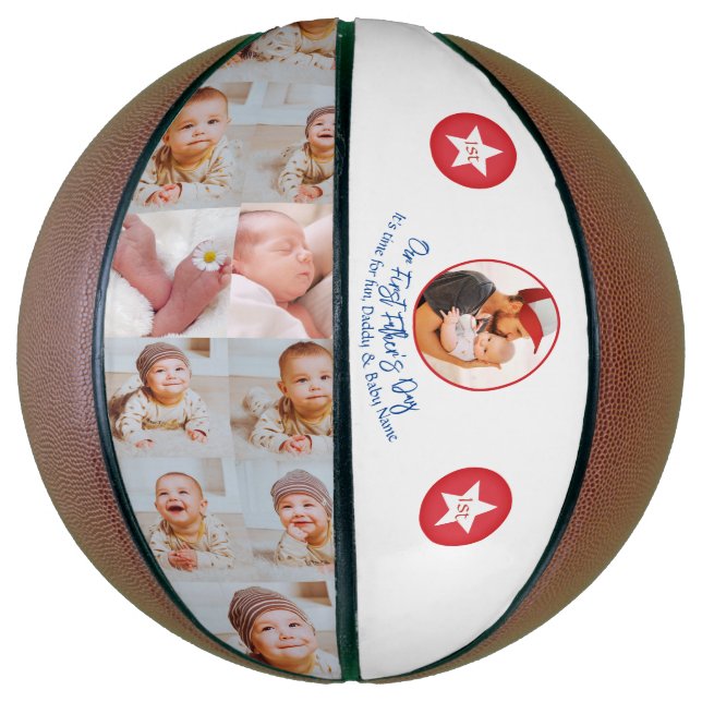 Personalized First Father’s Day Photo Keepsake Basketball (Vertical)