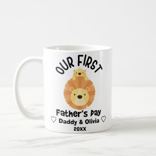 Personalized First Fathers Day 2022 Custom Names Coffee Mug