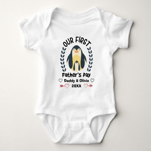 Personalized First Fathers Day 2023 Custom Names Baby Bodysuit