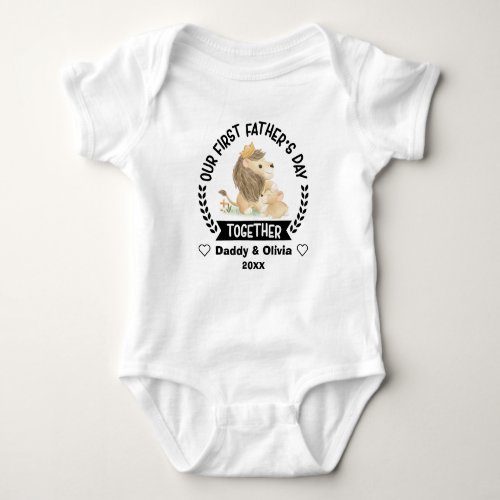 Personalized First Fathers Day 2023 Daddy  lion Baby Bodysuit