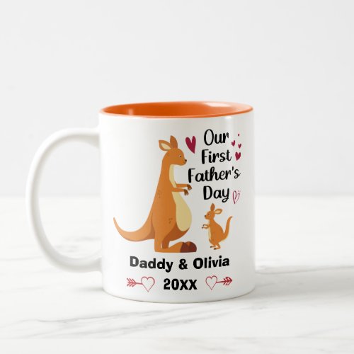 Personalized First Fathers Day Australian Kangaroo Two_Tone Coffee Mug