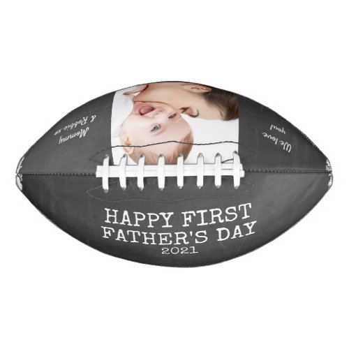 Personalized First Fathers Day Chalkboard Photo Football
