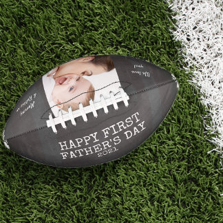 Personalized First Fathers Day Chalkboard Photo Football