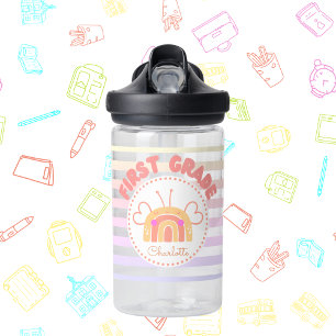 Personalized First Grade Rainbow Water Bottle