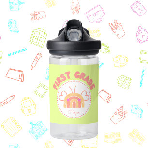 Personalized First Grade Rainbow Water Bottle