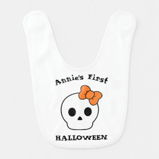 Personalized First Halloween Cute Skull Bib