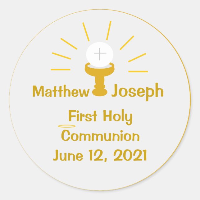 Personalized First Holy Communion  Classic Round Sticker (Front)