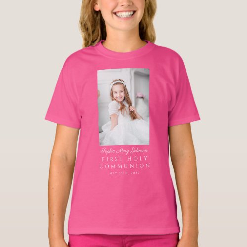 Personalized First Holy Communion Girl Photo T_Shirt