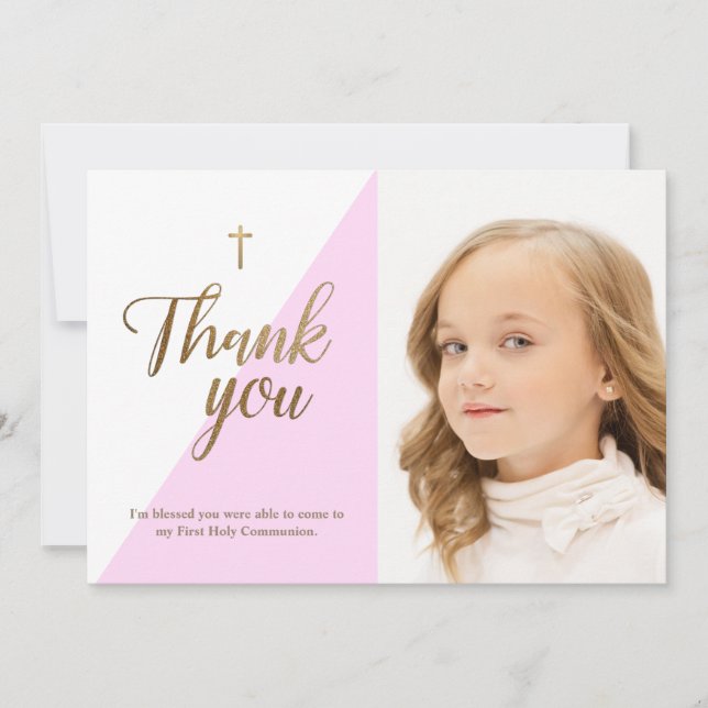 Personalized First Holy Communion Thank You Card (Front)