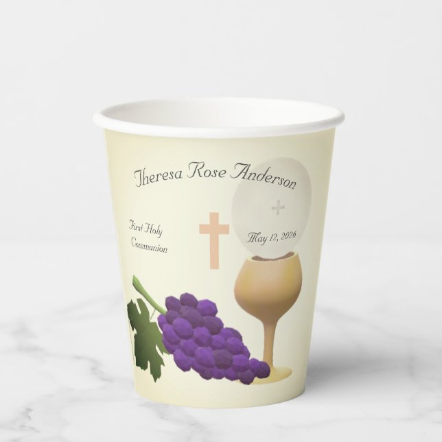Personalized First Holy Comunion  Paper Cups (Front)