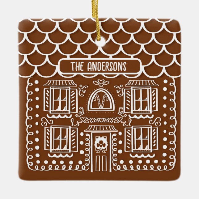 Personalized First Home Gingerbread Christmas Ceramic Ornament (Front)