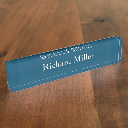 Personalized First  Last Name Blue Desk Name Plate