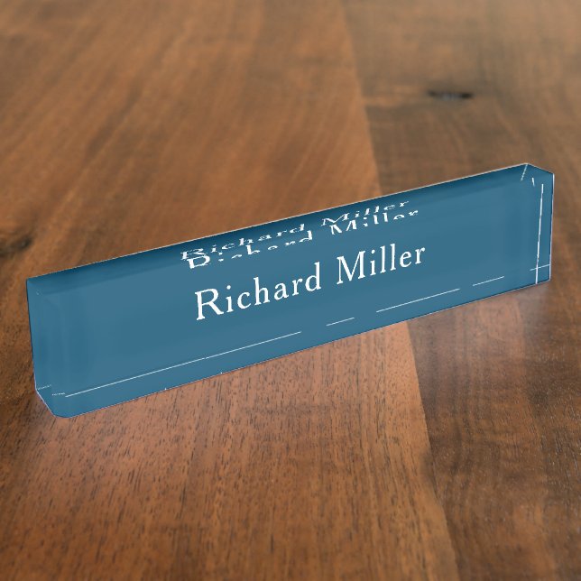 Personalized First & Last Name Blue Desk Name Plate (Side)