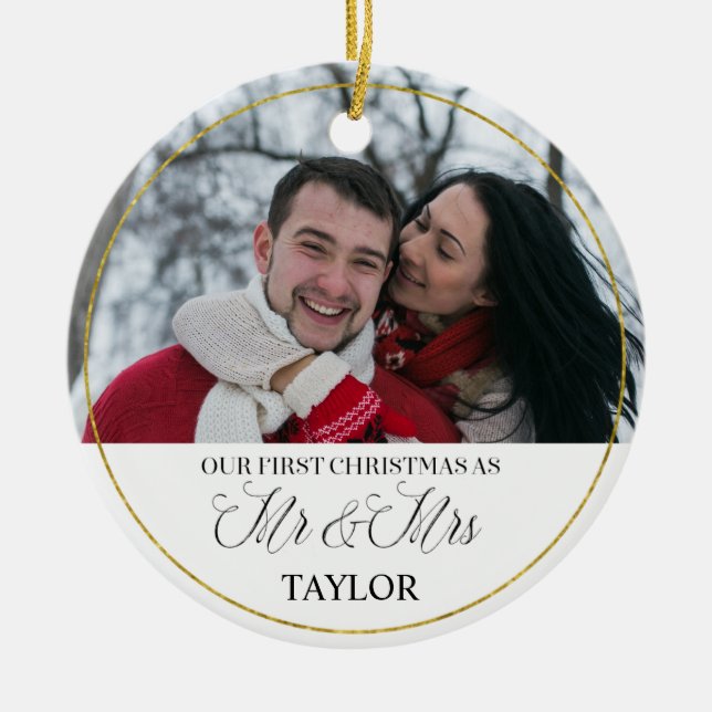 Personalized First Married Christmas Ornament (Front)