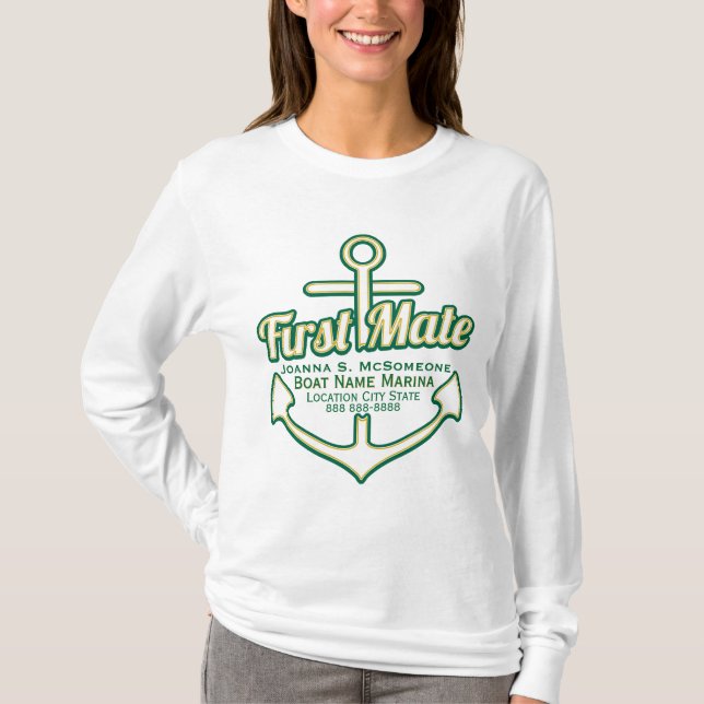 Personalized First Mate Anchor Nautical Tee (Front)