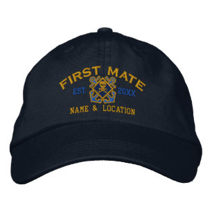Personalized First Mate Nautical Crossbones Skull Embroidered Baseball Cap