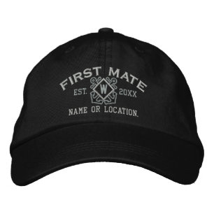 Personalized First Mate Nautical Monogram & more Embroidered Baseball Hat