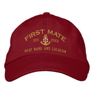 Personalized First Mate YEAR and Names Embroidered Baseball Hat