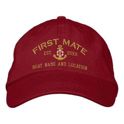 Personalized First Mate YEAR and Names Embroidered Baseball Hat