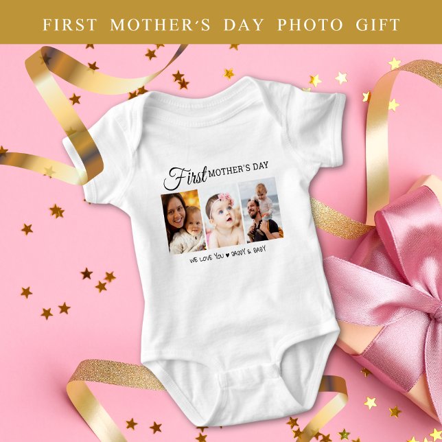 Personalized First Mother’s Day 3 Photo Collage Baby Bodysuit (Personalized First Mother’s Day 3 Photo Collage Baby Bodysuit
)