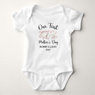 Personalized First Mothers Day 2023, Custom Names Baby Bodysuit