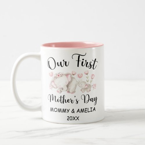 Personalized First Mothers Day 2023 Custom Names Two_Tone Coffee Mug