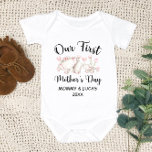 Personalized First Mothers Day 2024, Custom Names Baby Bodysuit<br><div class="desc">Our First Mother's Day 2024,  Personalized Baby Bodysuit,  Mommy & Baby elephant,  1st Mothers Day Gift,  Custom Names and Year *** if you encounter any design problem or need help,  you can contact me for assistance.***</div>