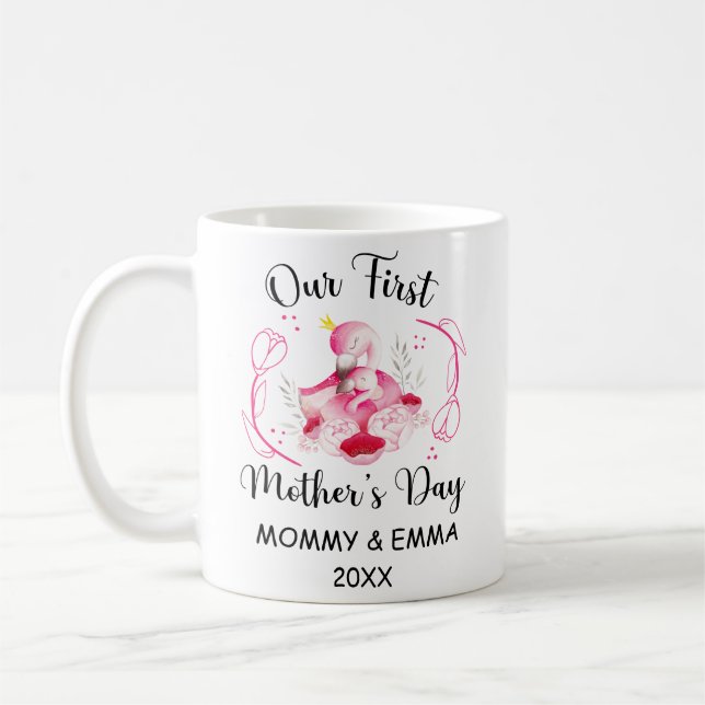 Personalized First Mothers Day 2025, Custom Names  Coffee Mug (Left)
