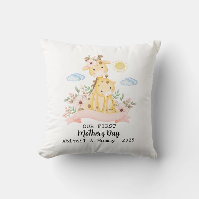Personalized First Mothers Day 2025 Custom Names  Throw Pillow (Front)