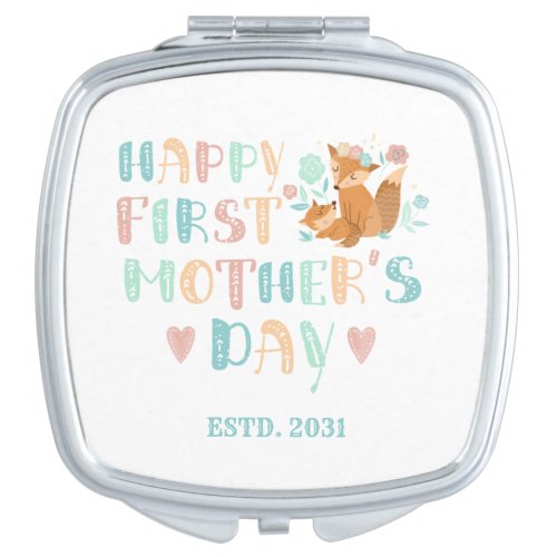 Personalized First Mothers Day Boho Fun Compact Mirror