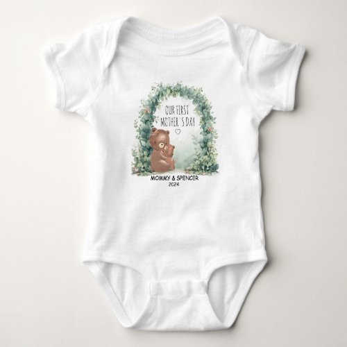 Personalized First Mothers Day  Custom Names  Baby Bodysuit